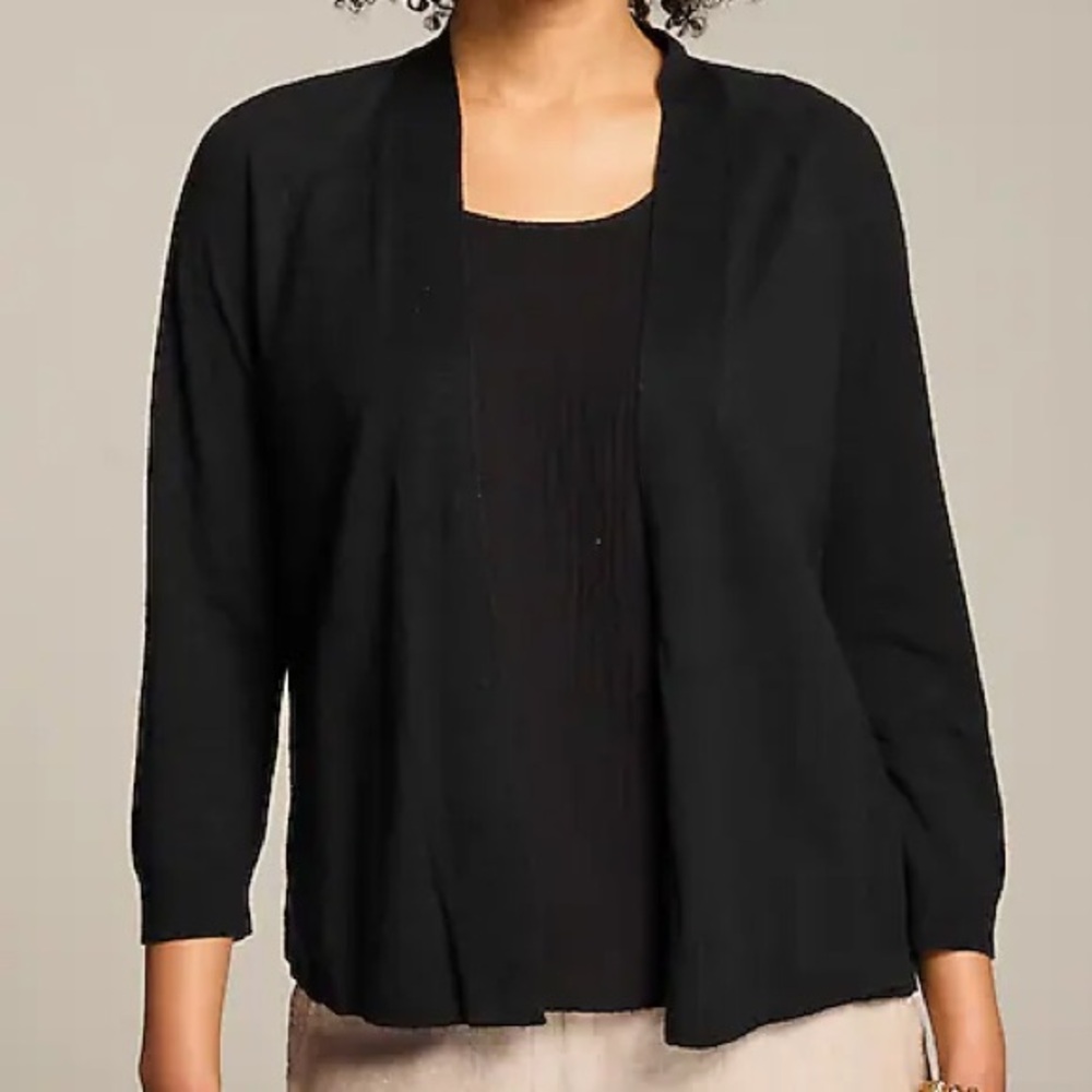J. Jill Wool Blend Black Open Front Cardigan Size Medium